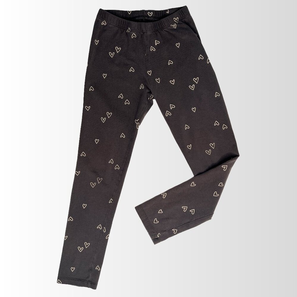 Cat & Jack Dark Grey Leggings with Heart Pattern Girl's Size 5t